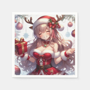 Cute anime Christmas girl Napkin