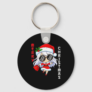 Cute Anime Christmas Pajama Outfit Funny Holiday F Key Ring