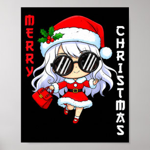 Cute Anime Christmas Pajama Outfit Funny Holiday F Poster