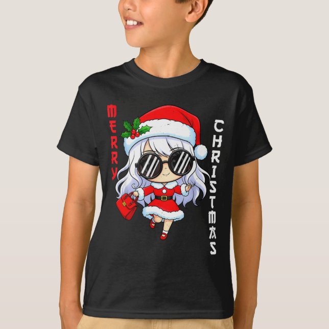 Cute Anime Christmas Pajama Outfit Funny Holiday F T-Shirt (Front)