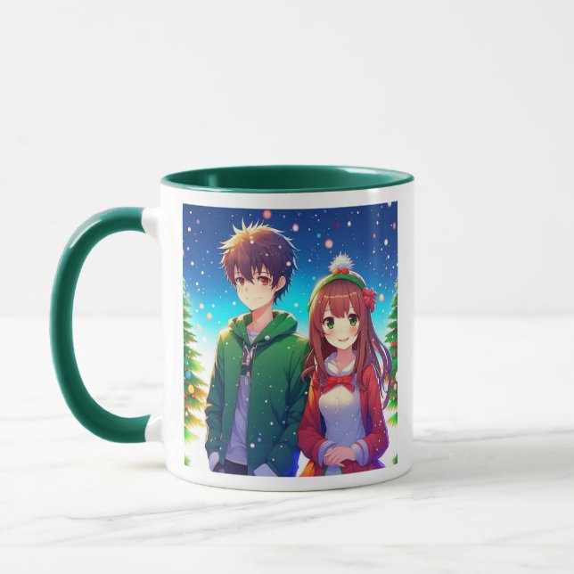 Cute Anime Couple Christmas Mug (Left)