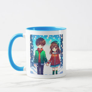Cute Anime Couple Our First Christmas Mug
