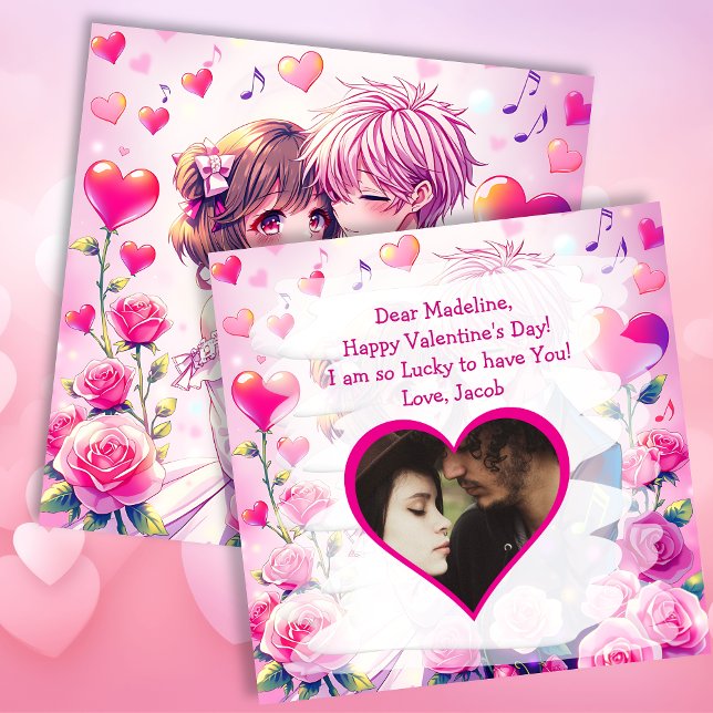 Cute Anime Couple | Personalised Valentine's Day Card (Creator Uploaded)