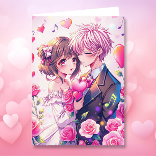 Cute Anime Couple   Personalised Valentine's Day Card