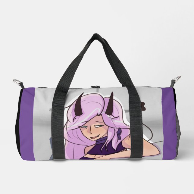 Cute Anime Demon Girl Character Duffel Bag (Front)