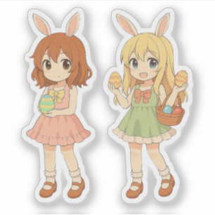 Cute anime Easter bunny girls