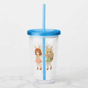 Cute anime Easter bunny girls Acrylic Tumbler