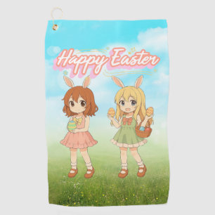 Cute anime Easter bunny girls Golf Towel