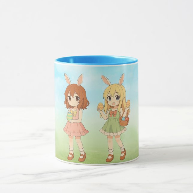 Cute anime Easter bunny girls Mug (Center)