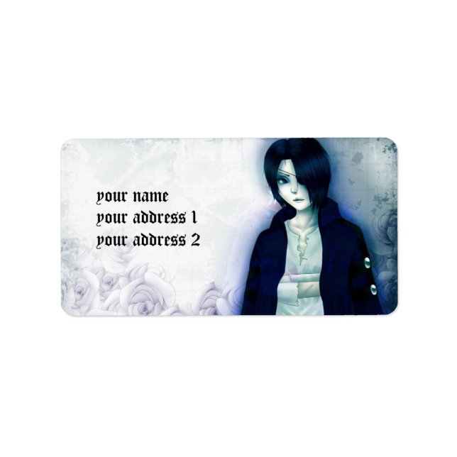 Cute anime emo boy address labels for your text (Front)