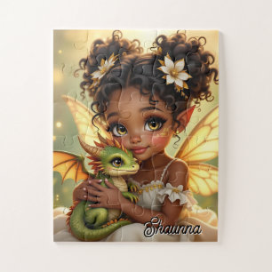 Cute Anime Fairy Girl and Chibi Dragon Jigsaw Puzzle