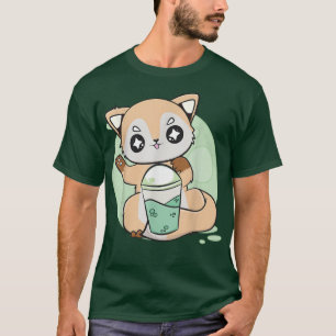 Cute Anime Fo With Boba And Pearl Milk Tea 529 T-Shirt