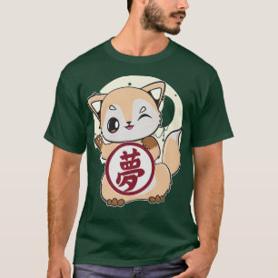 Cute Anime Fo With Dream Kanji And Japanese Cultur T-Shirt