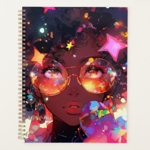 Cute Anime Girl African American Art Planner