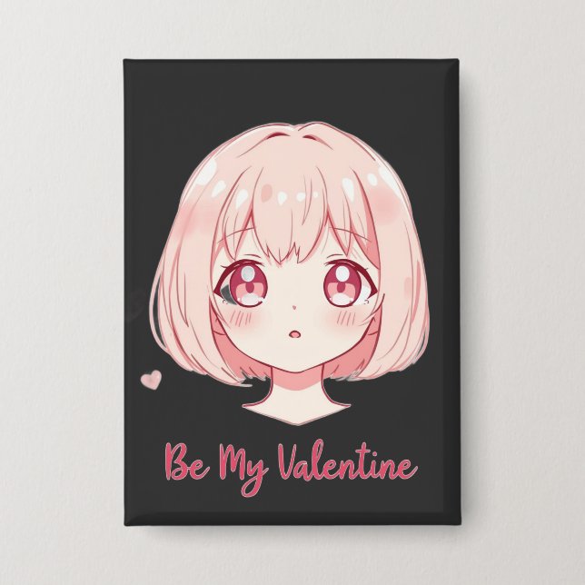 Cute Anime Girl - Be My Valentine T-Shirt (Front)