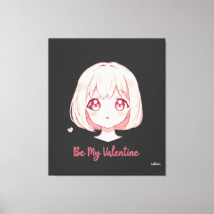 Cute Anime Girl - Be My Valentine T-Shirt Canvas Print