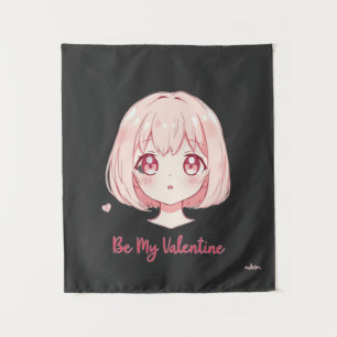 Cute Anime Girl - Be My Valentine T-Shirt Tapestry