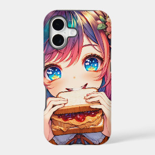Cute Anime Girl eating a Peanut Butter and Jelly