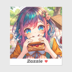 Cute Anime Girl eating a Peanut Butter and Jelly
