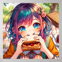Cute Anime Girl eating a Peanut Butter and Jelly