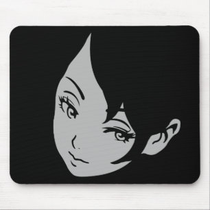 Cute Anime Girl Face Mouse Pad