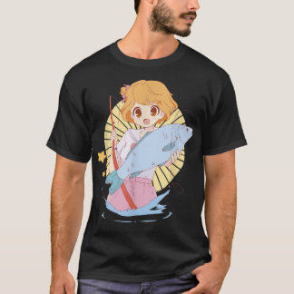 Cute Anime Girl Fishing  T-Shirt