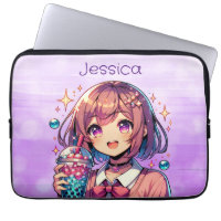 Cute Anime Girl Holding Bubble Tea Personalised