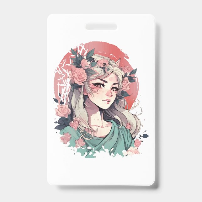 Cute Anime Girl ID Badge (Front)