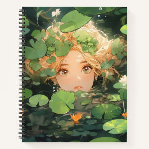 Cute Anime Girl in Pond Notebook