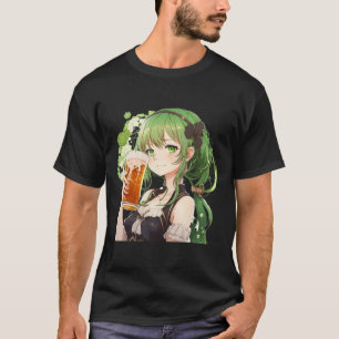 Cute Anime Girl Luckier St Patrick's Day Kawaii Lo T-Shirt