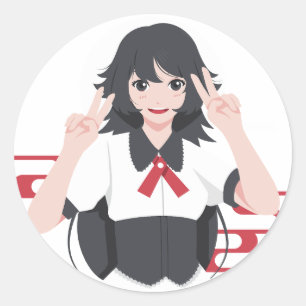 Cute Anime Girl Peace Sign Japanese Style Sticker