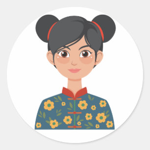 Cute Anime Girl Peace Sign Japanese Style Sticker