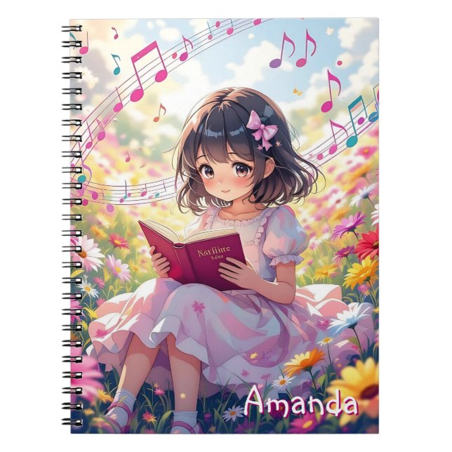 Cute Anime Girl Reading a Book Personalised (Front)