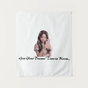 Cute Anime Girl Selfie Artwork Give Your Dreams Tapestry