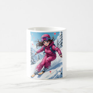 Cute Anime Girl Skiing | Winter Sports Coffee Mug