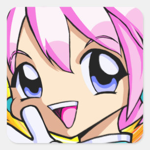 Cute Anime Girl Square Sticker