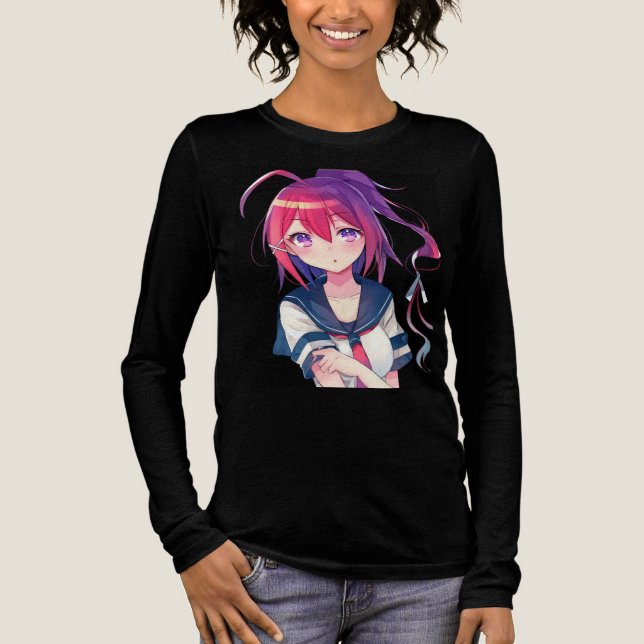 Cute anime girl 🤩 Tri-Blend shirt (Front)