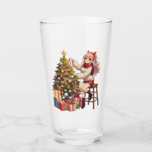Cute Anime girl trimming the tree Glass