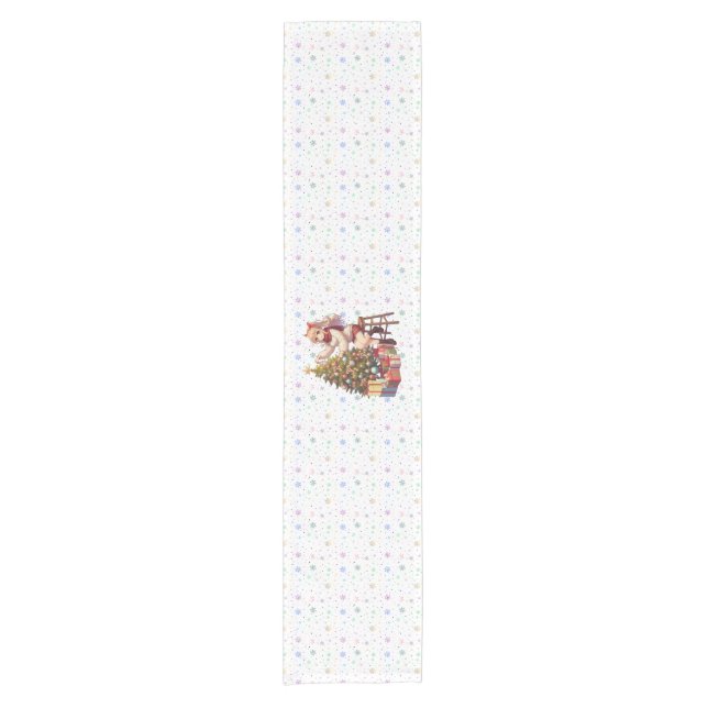 Cute Anime girl trimming the tree Short Table Runner (Front)