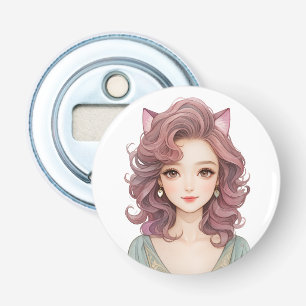 Cute anime girl with cat ears bottle opener