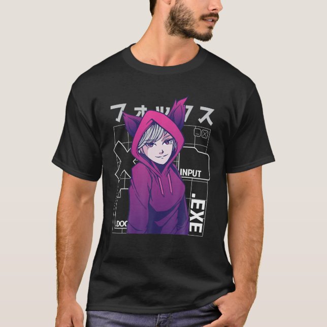 Cute Anime Girl With Fox Ears - Otaku 90S - Japan T-Shirt (Front)