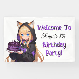 Cute Anime Girl's Birthday Party Banner