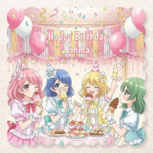 Cute Anime Girl's Ice Cream Birthday Party
