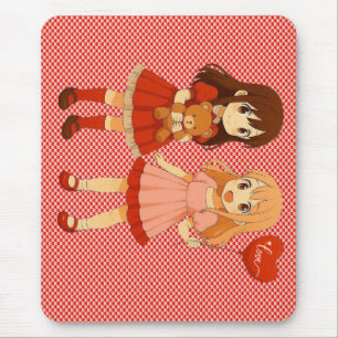 Cute anime girls Valentine's Day Mouse Pad