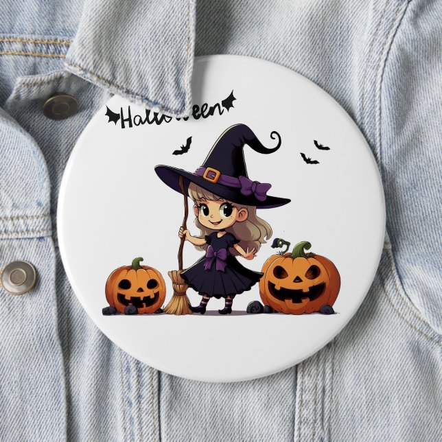 Cute, anime Halloween witch 6 Cm Round Badge (In Situ)