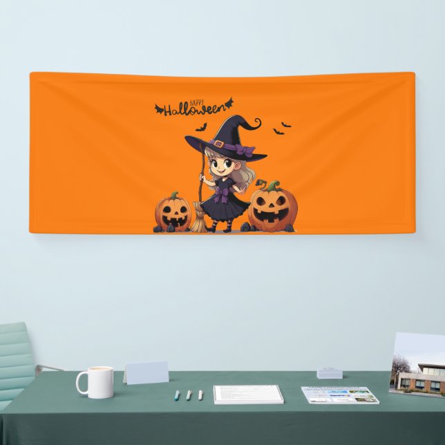 Cute, anime Halloween witch Banner (Tradeshow)