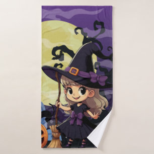Cute Anime Halloween Witch Bath Towel