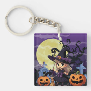 Cute Anime Halloween Witch Key Ring