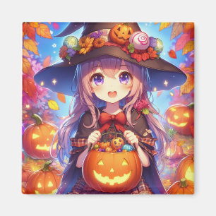 Cute Anime Halloween Witch Magnet