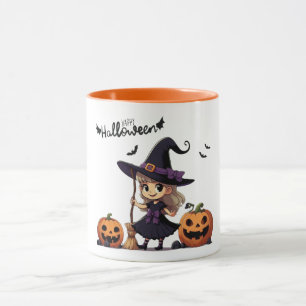 Cute, anime Halloween witch Mug